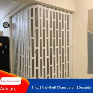 pvc推拉门折叠门弧形转角卫生间扇形收缩L形门板门扇直角滑动门帘