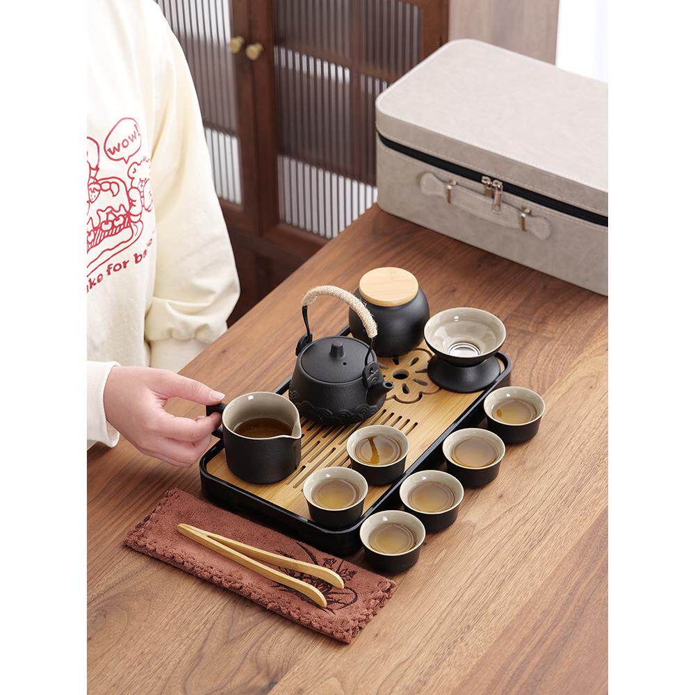 功夫旅行茶具套装便携式户外简约家用中式陶瓷泡茶壶茶杯储水茶盘