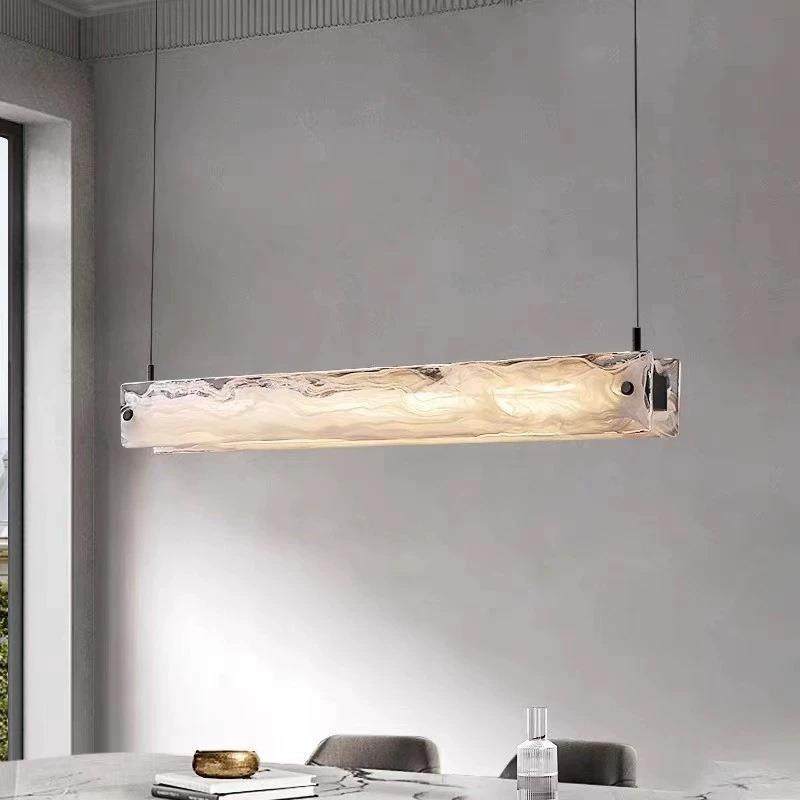 意式极简云雾玻璃吊灯设计师现代轻奢简约餐厅吧台岛台长条吊灯具