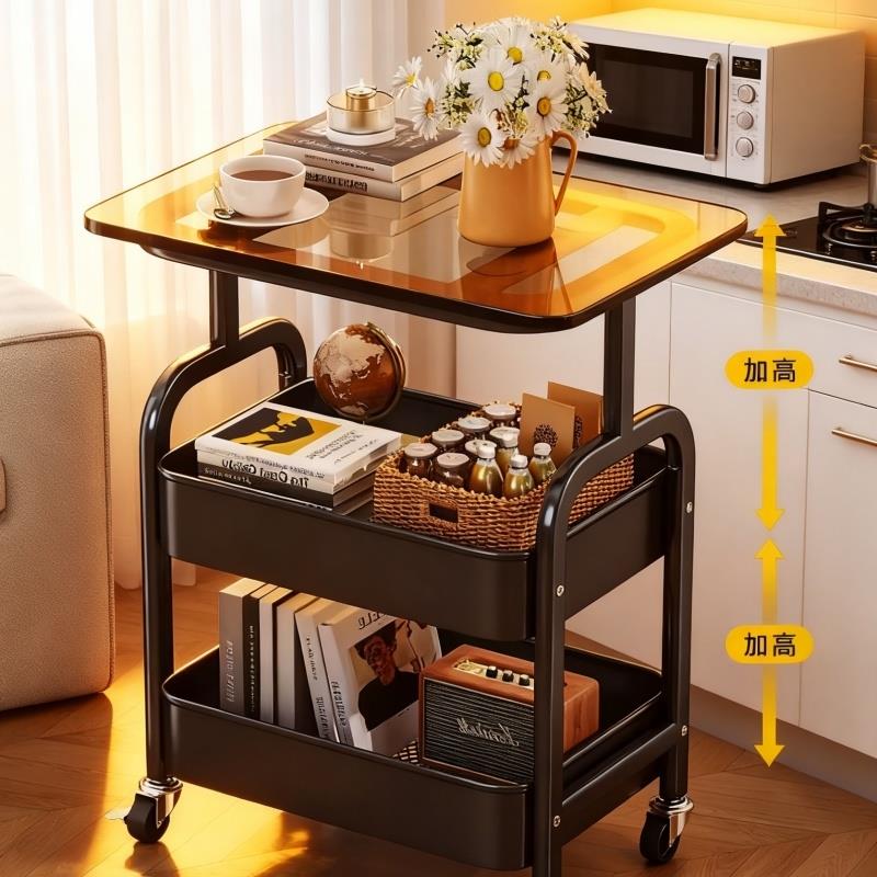中古可移动小推车收纳置物架客厅沙发边几茶几零食收纳架子床头柜