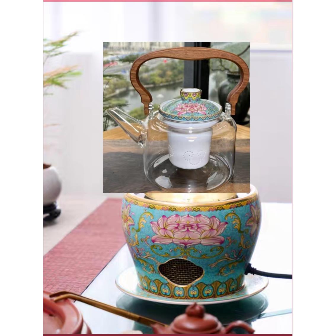 新款煮茶器电陶炉中式高端古法煮茶专用炉家用高级烧水炉古风荷花