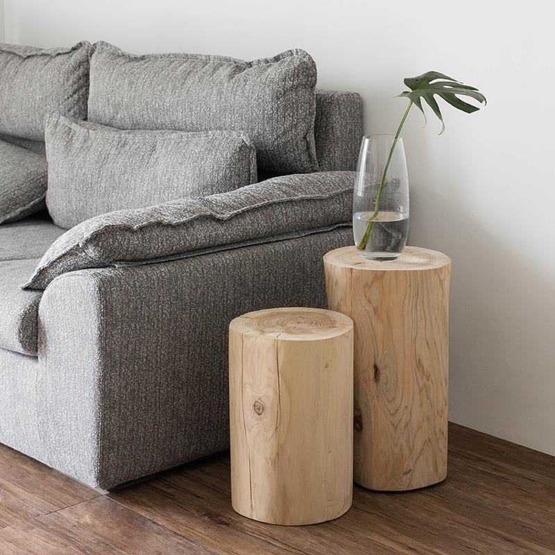 北欧木桩原木小茶几圆复古沙发边几木墩简约角几床头民宿创意实木