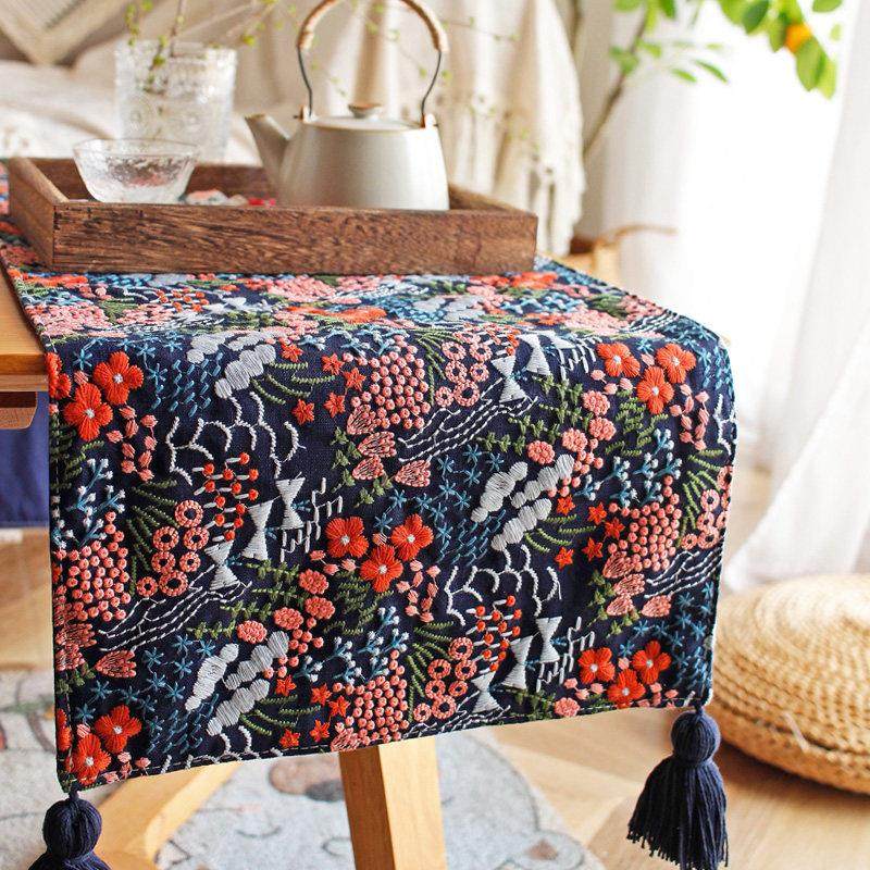中式刺绣茶几旗餐桌旗轻奢长方形斗柜鞋柜桌垫布电视柜餐边柜盖布,居家布艺,桌旗,淘宝优惠券,粉丝福利购,淘宝优惠卷