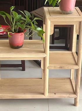 新中国风花架客厅花桌白色残茬家具老榆树落地植物桌盆架茶室边桌