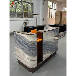 公司异形前台收银台烤漆售楼部培训机构接待台酒店大理石吧台定制