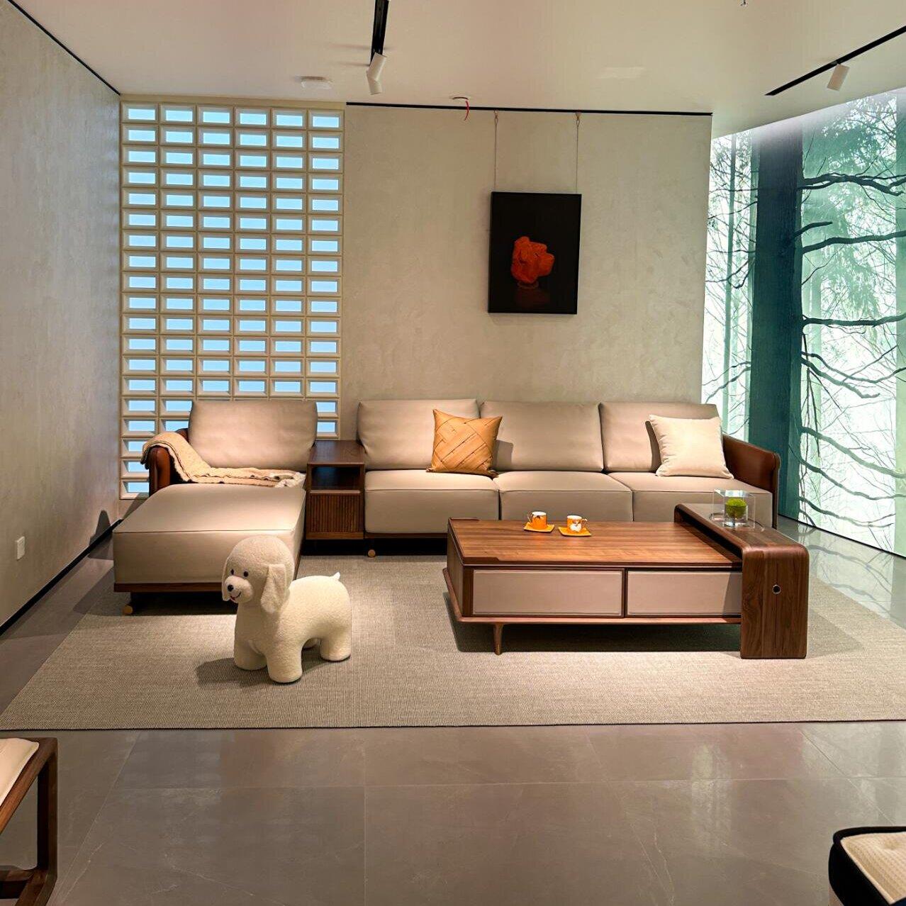 新中式黑胡桃木沙发组合客厅榫卯框架贵妃沙发样板房别墅实木家具