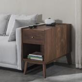 尚美木作北美黑胡桃木沙发边几现代简约客厅边柜新中式 茶水收纳柜