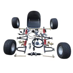 改装卡丁车配件自制四轮车前后悬挂方向盘转向1米后轴6/7/8寸轮胎