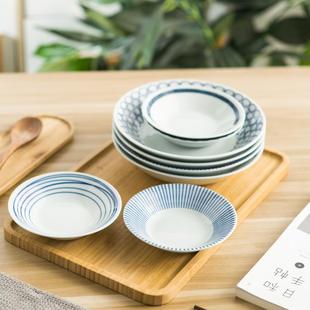 4个套装 圆汤盘饭鱼盘 陶瓷盘子菜盘家用日式 和风复古餐具2021新款