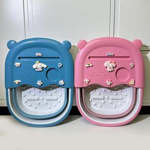 折叠儿童泡脚桶洗脚盆小孩宝宝足浴桶卡通可爱少女足浴盆塑料家用
