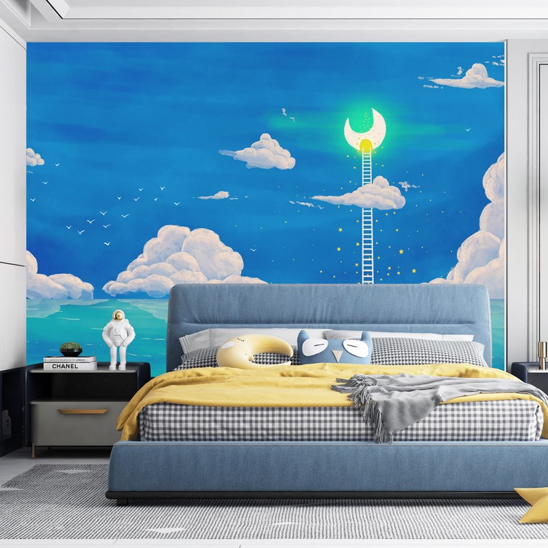 卡通背景墙儿童墙画贴纸幼儿园自粘墙纸卧室壁画贴画定制可爱壁纸