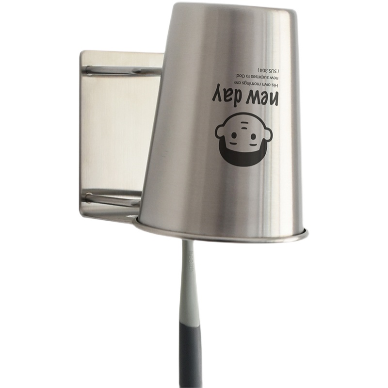 日式漱口杯子家用挂墙简约不锈钢牙缸一家三口刷牙杯壁挂家庭套装