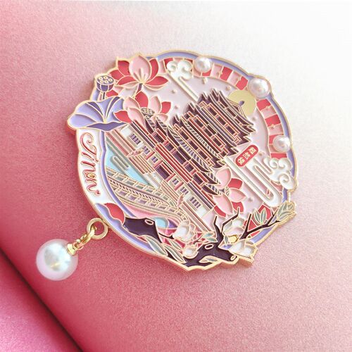 济南冰箱贴大明湖超然楼趵突泉寻珍系列金属冰箱贴伴手礼