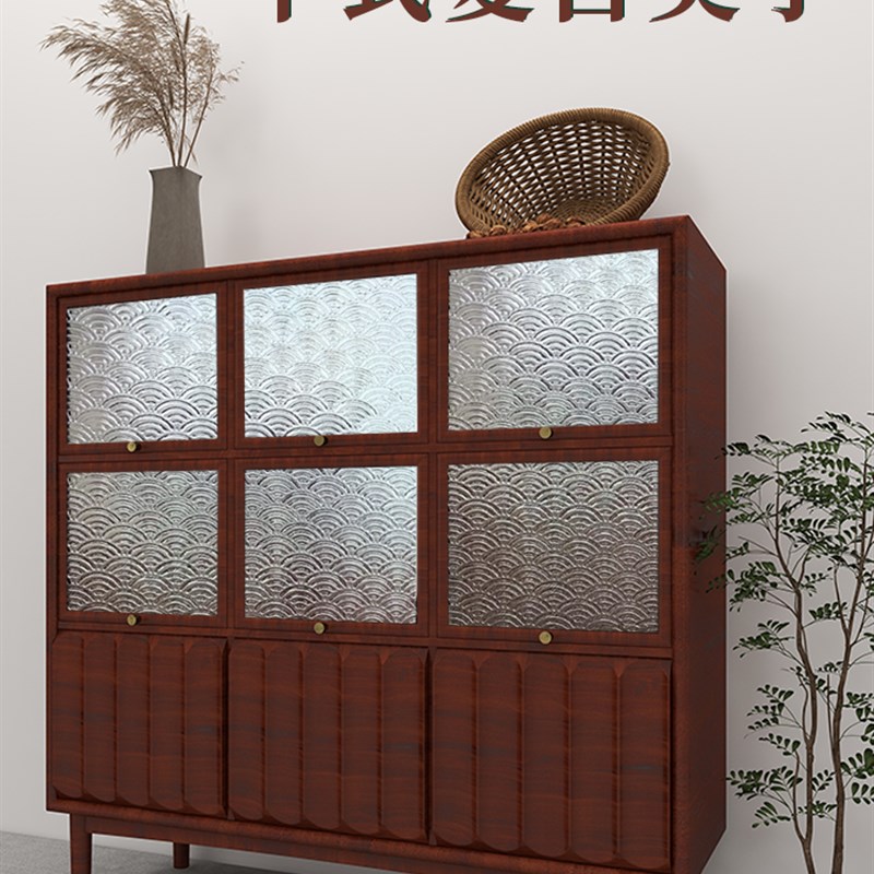 复古玻璃贴纸透光不透明中式3D浮雕艺术玻璃贴静电海棠花窗户贴膜