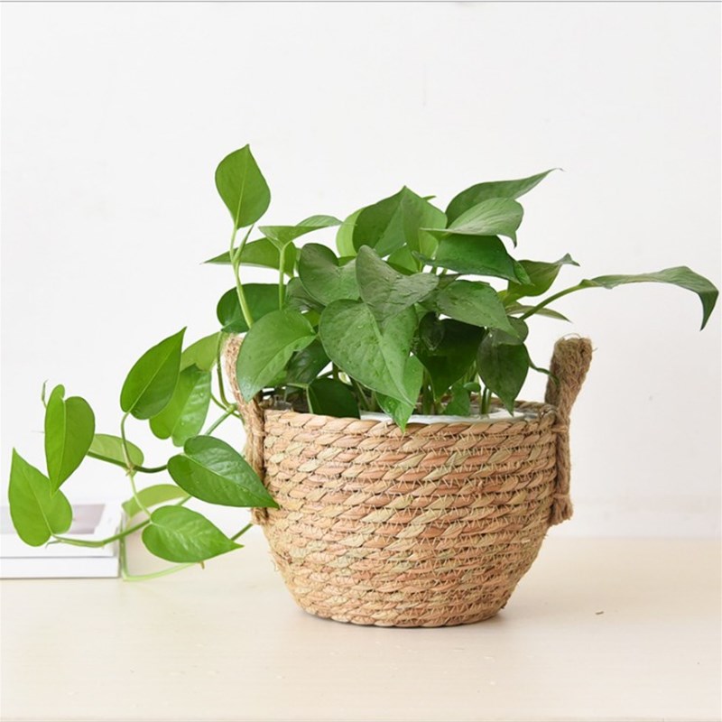 北欧编织花篮绿植藤编花盆装饰外壳篮子手提筐子编织篮客厅盆景盆