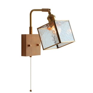 2025白蜡木拉线壁灯日式床头设计师款民宿自带拉线开关侘寂风小灯