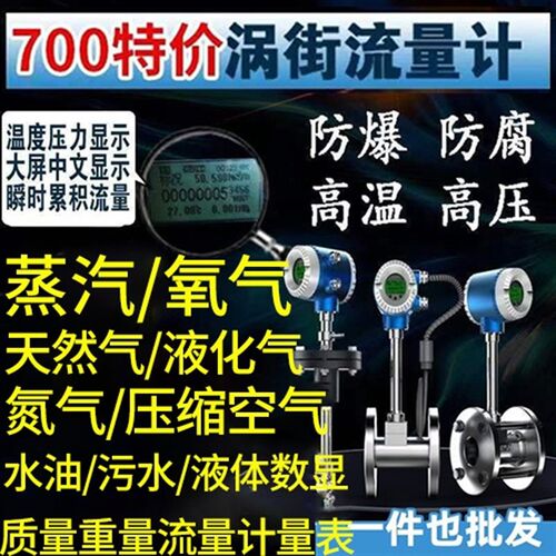 蒸汽涡街流量计量表管道流量差防爆瓦斯氧气压缩空气液体水油污