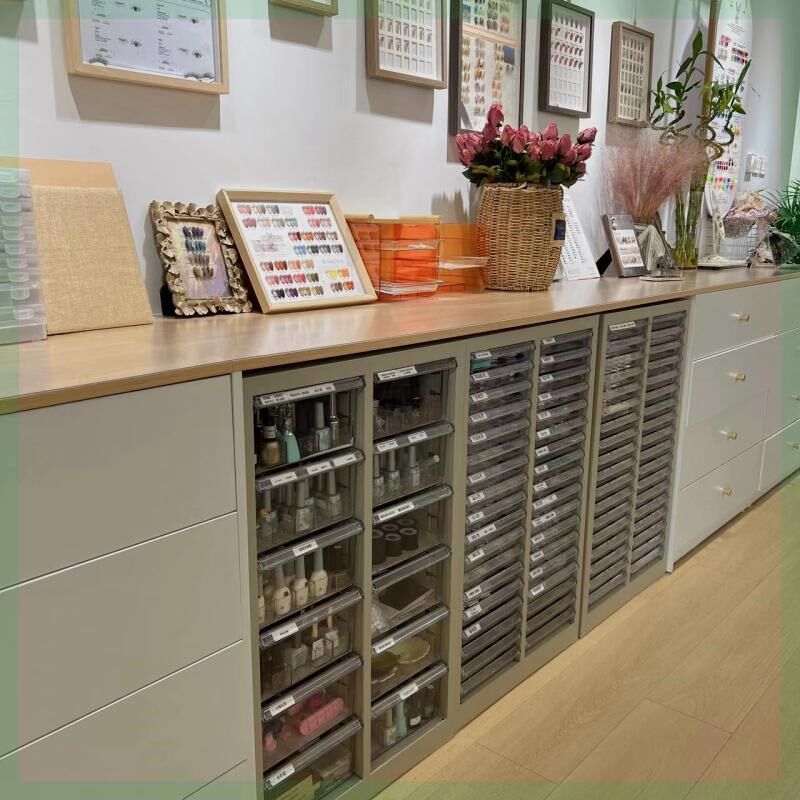 美甲店展示柜美甲柜子落地柜甲油胶收纳柜墙柜指甲油色板美甲边柜