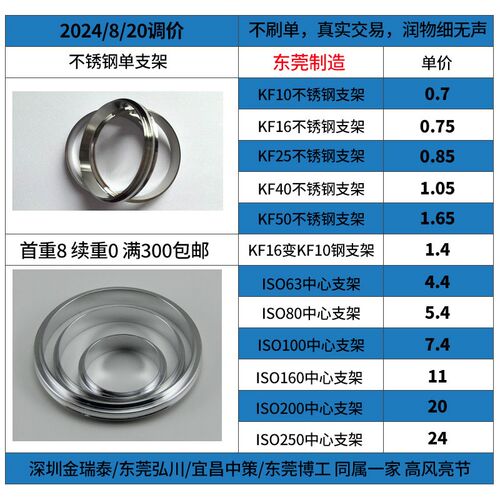 KF/ISO真空支架 保持架 卡箍支架内圈 不锈钢 铝合金KF16 25 40