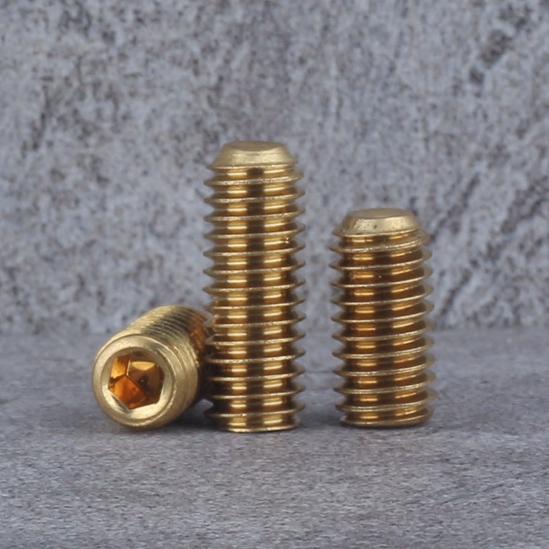 黄铜凹端紧定内六角机米顶丝无头螺丝钉M3x3x4x5x6x8x10x12x16mm