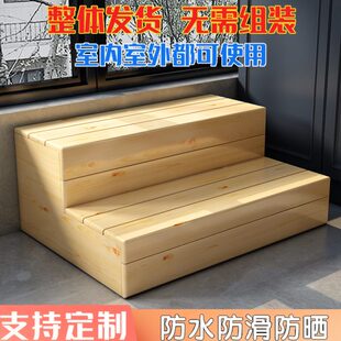 儿童垫脚踩脚凳窗台洗手台阶踏步楼梯 实木双层2多层家用梯免组装