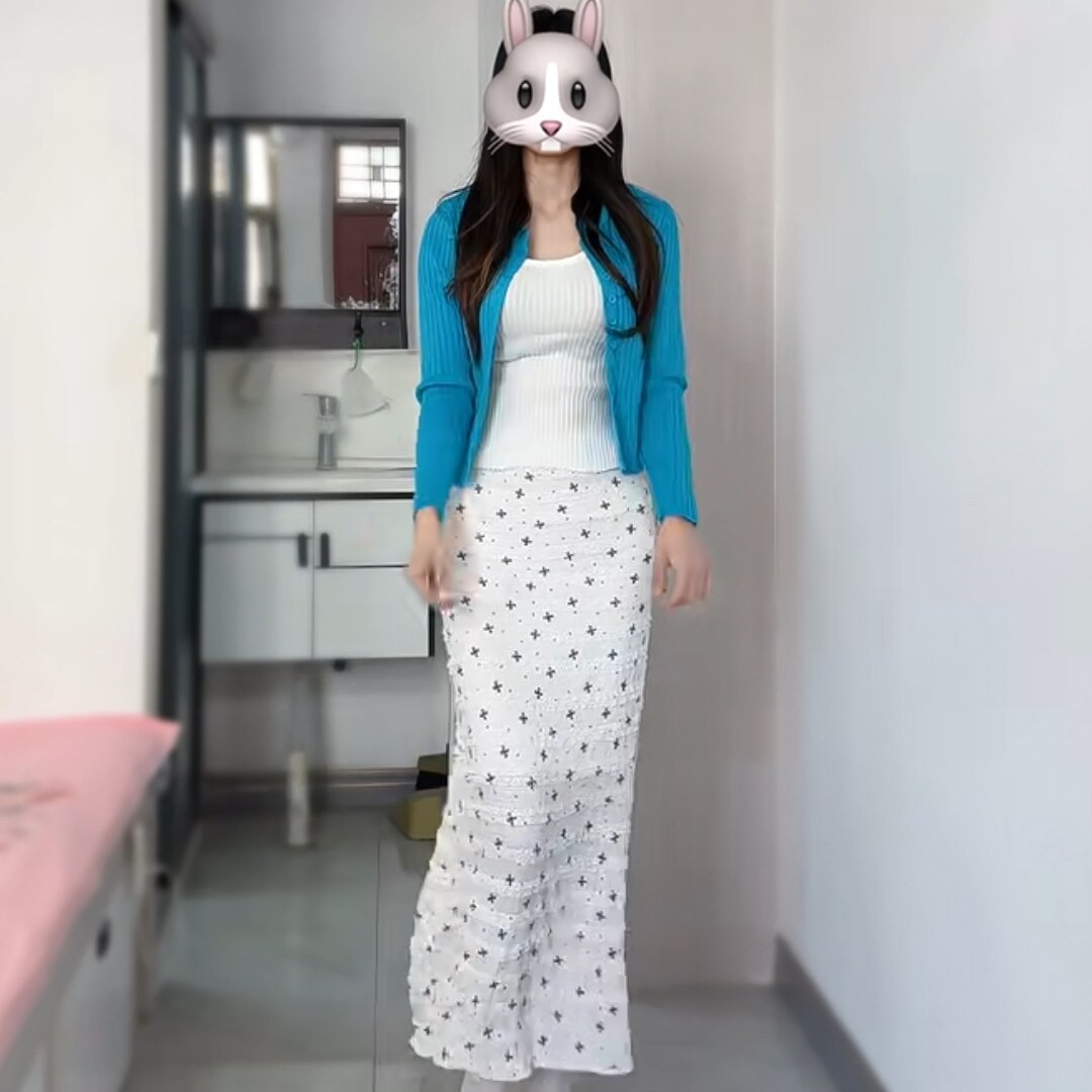 韩系少女风白色波点鱼尾半身裙女2026夏季新款中长裙显瘦气质长裙
