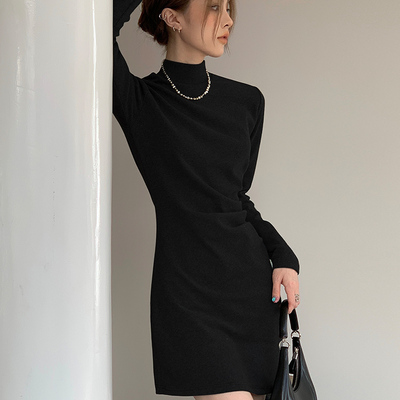 【赠运费险】黑色半高领打底裙