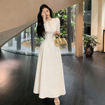 白色长袖连衣裙女2026春秋冬茶歇法式气质高礼服平时可穿显瘦长裙