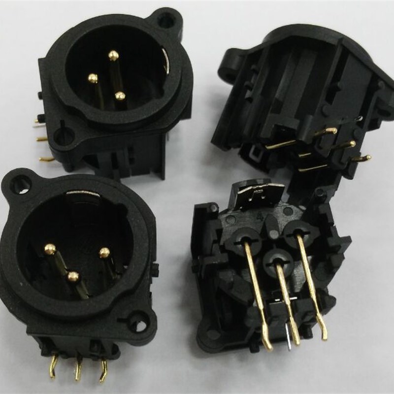 3芯卡侬公座弯脚 音频插头接口 三芯音箱话筒插座接口XLR平衡公座