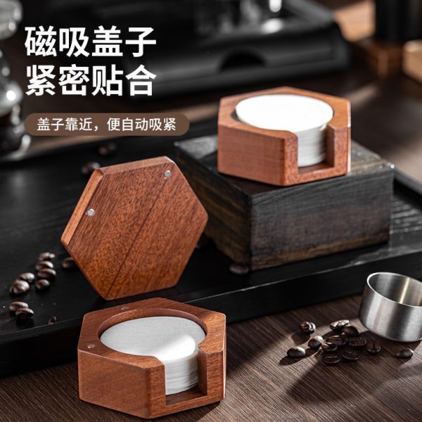 咖啡滤纸收纳盒圆形摩卡壶咖啡手柄粉碗滤纸盒二次分水网收纳防尘