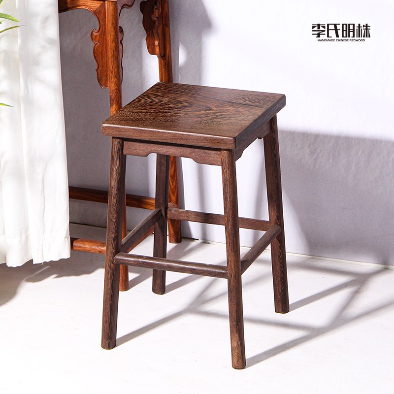 非洲鸡翅木圆角家用方凳实木独板加厚座面餐凳无漆环保儿童小板凳