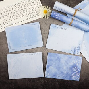 邂逅深蓝A4信纸信封套装感谢信浪漫文艺高颜值简约公司活动打印纸