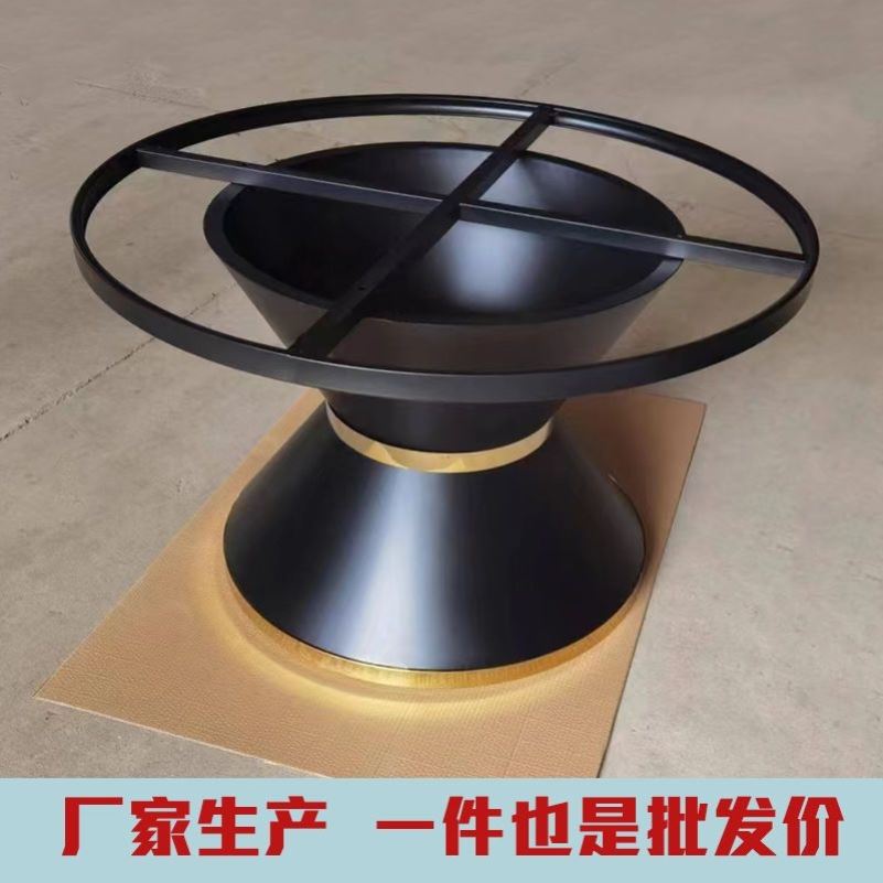 大理石岩版火锅桌轻奢铁艺底座家庭圆桌子桌架支架工厂发货可定制