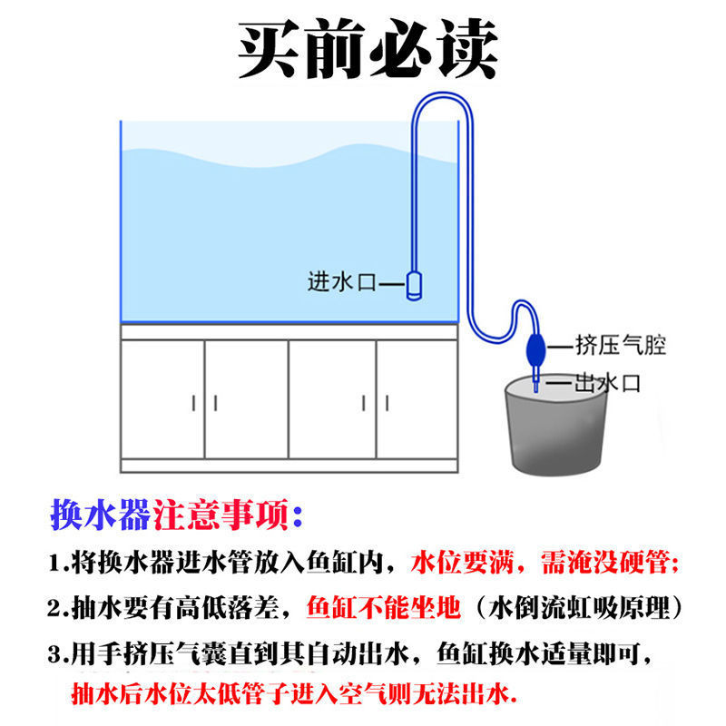 鱼缸换水神器自动吸粪便手动洗砂器虹吸水管抽水乌龟小缸清洁工具