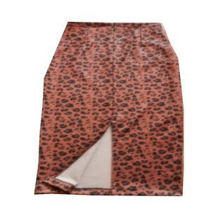 新款秋冬弹力豹纹鹿皮后开叉半身长裙复古旗袍式左右开叉高腰包臀