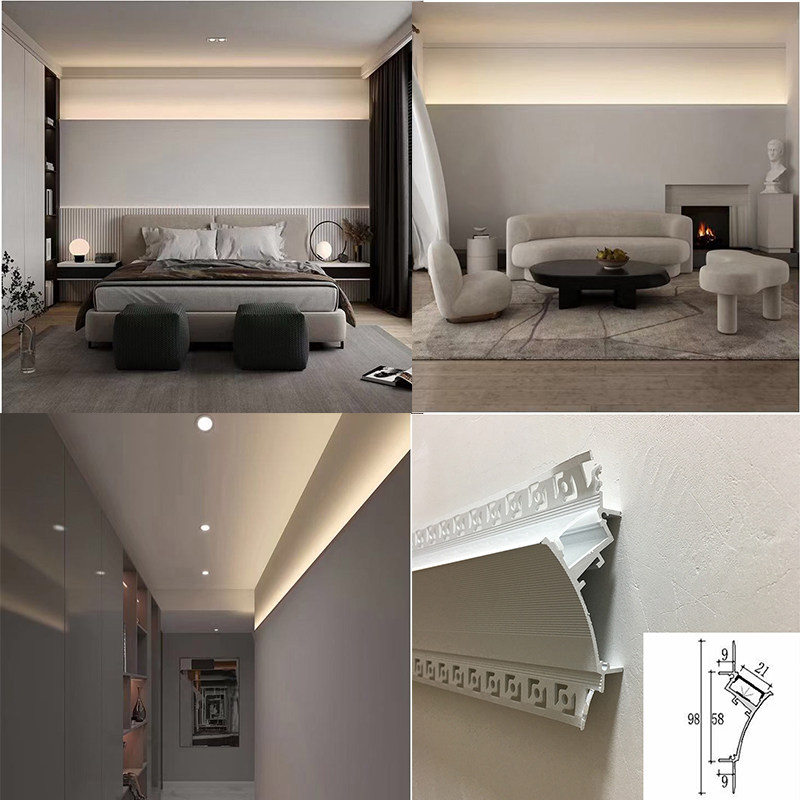 洗墙灯铝槽 嵌入式无边框悬吊式天花板石膏天花弧形腰线顶角回光,家装灯饰光源,室内LED灯带,淘宝优惠券,粉丝福利购,淘宝优惠卷