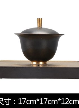 新中式创意样板间陶瓷盖碗托盘茶具茶道茶室茶几客厅软装饰品摆件