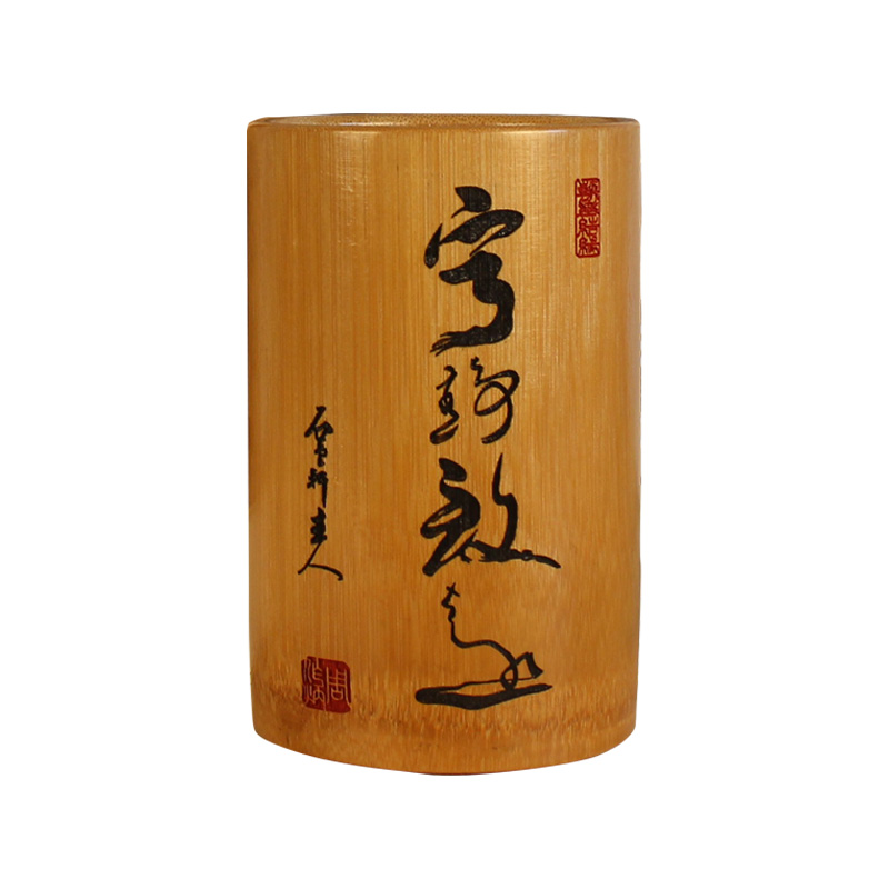 竹制笔筒办公室桌面收纳盒毛笔笔桶复古中国风学生简约送领导大气