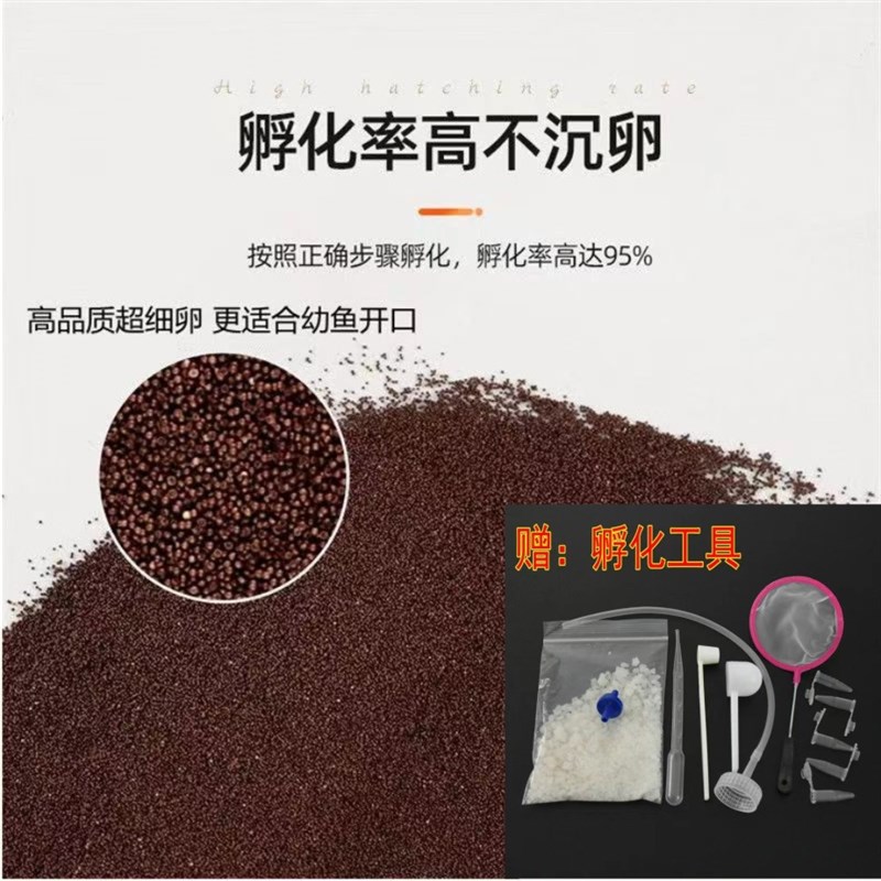 大红卵超细可孵化丰年虾卵观赏鱼开口饲料七彩孔雀鱼鱼粮小型鱼食