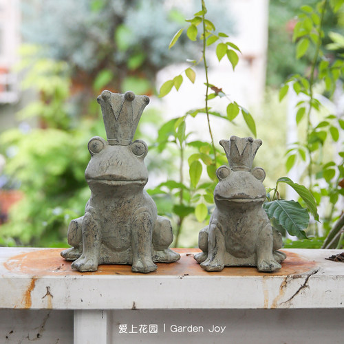 爱上花园丨园艺杂货 花园庭院装饰摆件 水泥皇冠青蛙蛤蟆王子系列