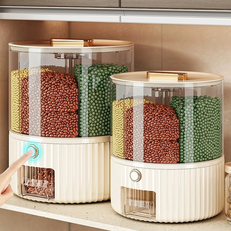优勤五谷杂粮收纳盒旋转密封桶分格装米桶家用防虫防潮米缸米箱