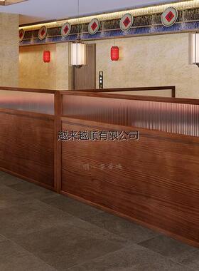 餐厅火锅店卡座屏风隔断饭店烤肉包间围栏实木矮格栅半截装饰护栏