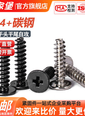 传家堡CB黑色扁平头平尾自攻螺丝十字加硬大平头螺钉M1.2M1.7M2M3