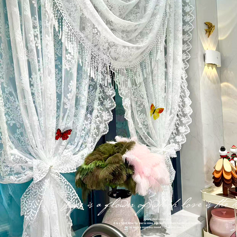 轻奢法式纱帘免打孔安装