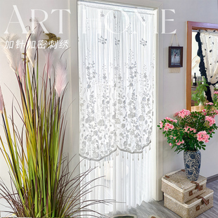 法式蕾丝双层门帘卧室隔断隐私保护防蚊遮挡轻奢高级感免打孔安装