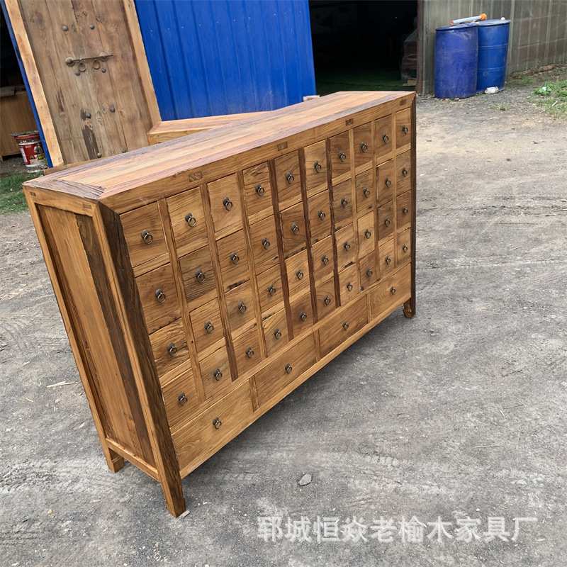 老榆木斗柜实木餐边柜储物柜中式抽屉柜子收纳卧室客厅电视柜复古