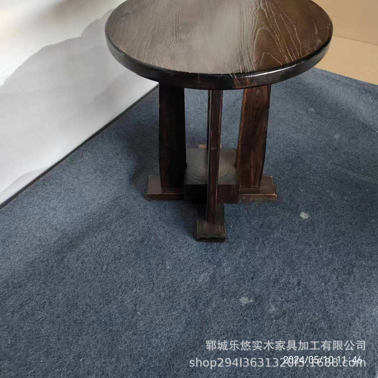 老榆木实木咖啡桌民宿特色家用餐厅阳台咖啡桌时尚简约实木榆木