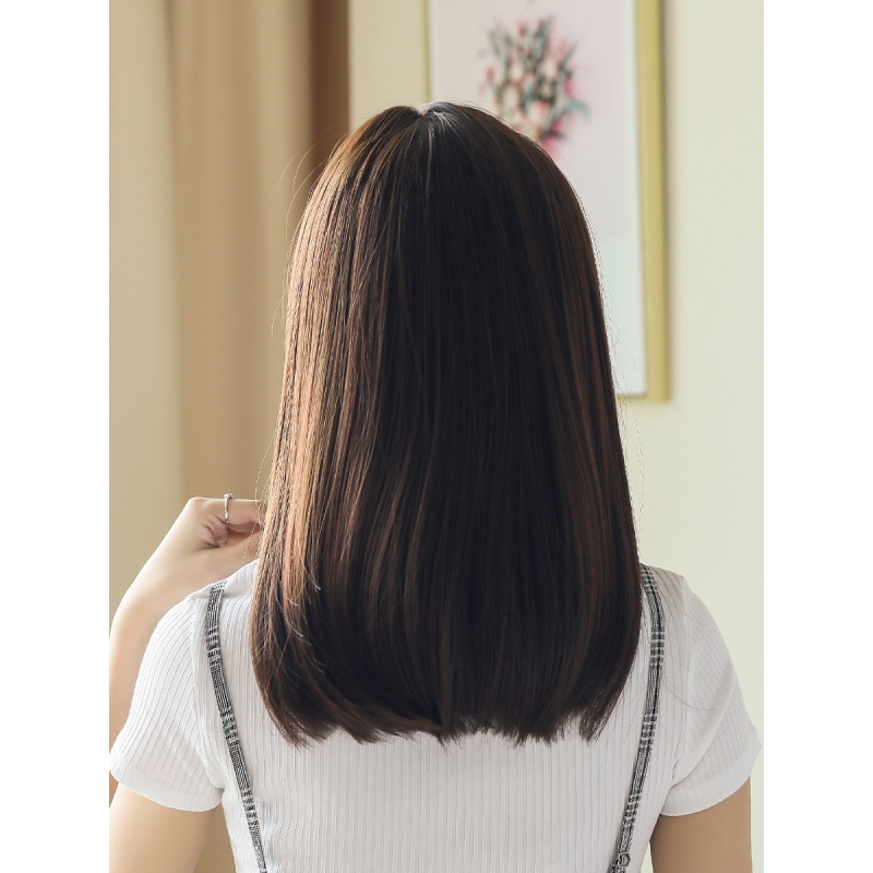 假发女中长直内扣齐肩锁骨发圆脸梨花自然蓬松网红假发全头套
