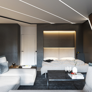 线形灯线条线性灯嵌入式铝合金灯槽吊顶线型条形明装线槽灯铝型材