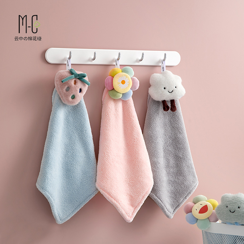 韩国擦手毛巾挂式可爱擦手巾超强吸水卫生间洗手厨房儿童搽手抹手